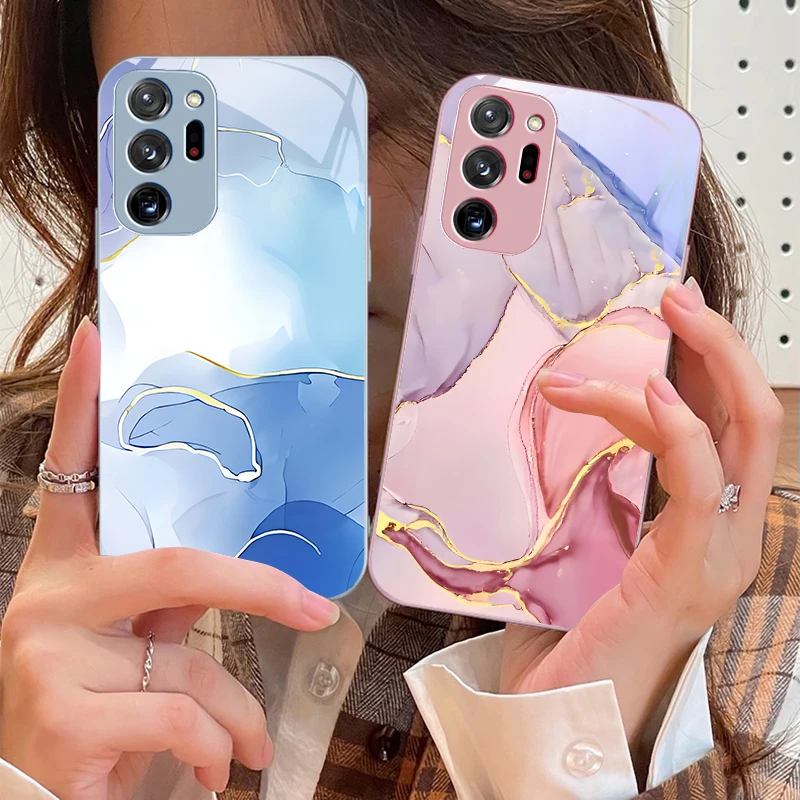 

Pink Marble Pattern Black For Samsung Galaxy Note 8 9 10 PRO 20 Ultra A01 02 03 Core 04E 4G 12 13 5G Tempering Glass Phone Case