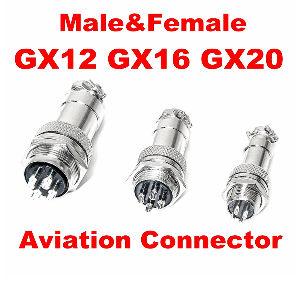 1 Pcs GX12 GX16 GX20 2/3/4/5/6/7/8/9/10 Pin Male Female Butting Wire Cable Circular Aviation Socket Plug Panel Connector