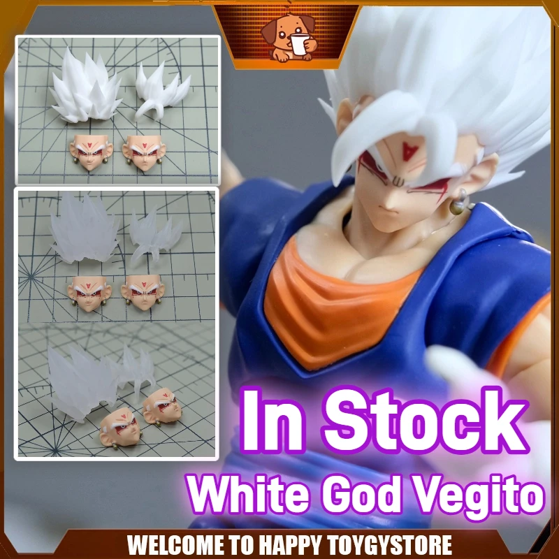 Nouveau Dragon Ball Z Shf Super Saiyan dieu blanc végito tête accessoires pièces personnalisées ensemble Headsculpt figurines d'action Collection jouets