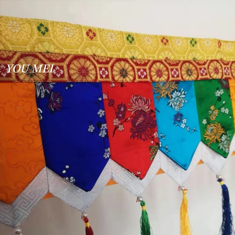Buddhist Hall Arrangement Hanging Decoration,Tibetan-Style Five-Colored Victory Curtain,1 m Prayer Flag Hanging Banner Curtain