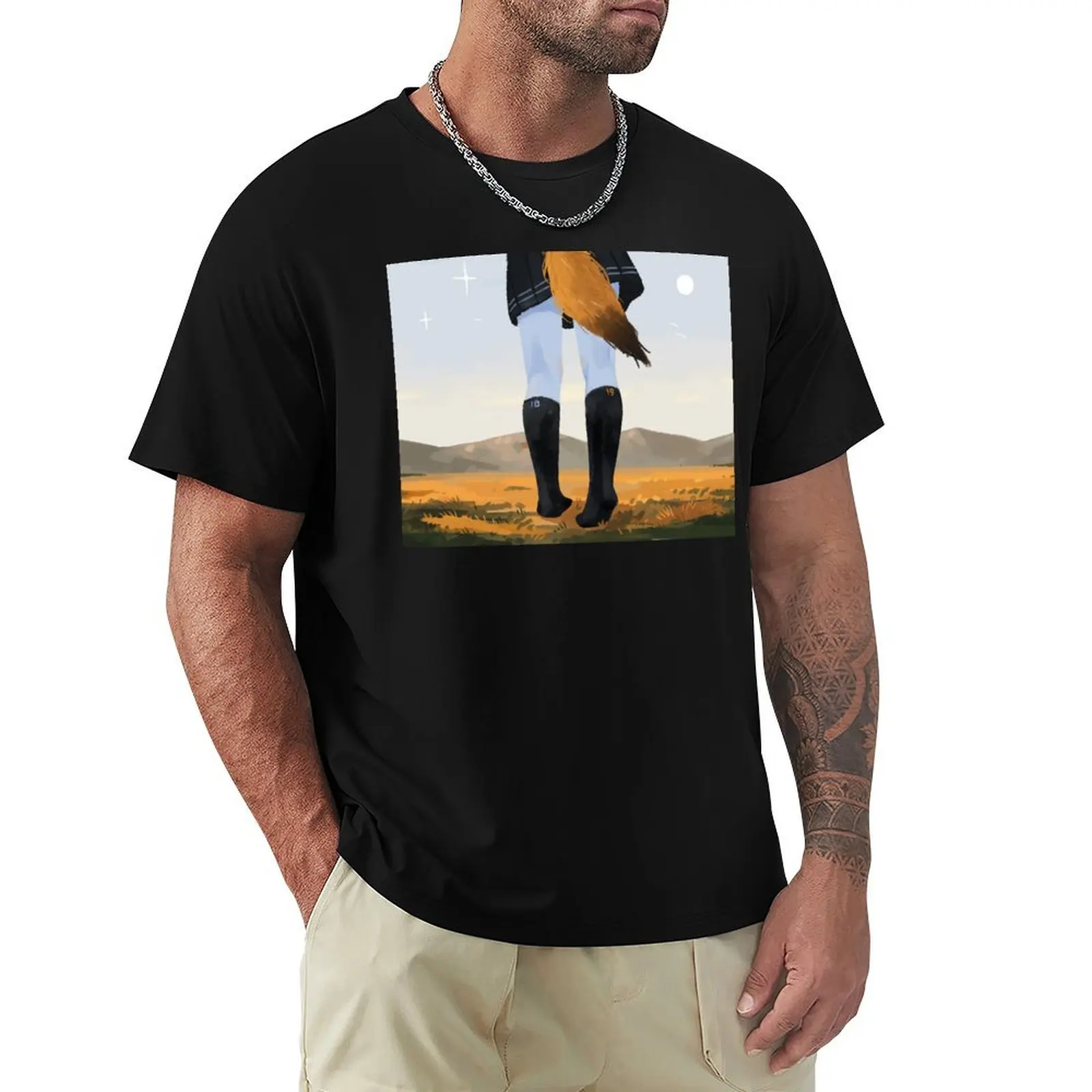 Fox in socks T-Shirt Casual Soft Cotton Short Sleeve Tee