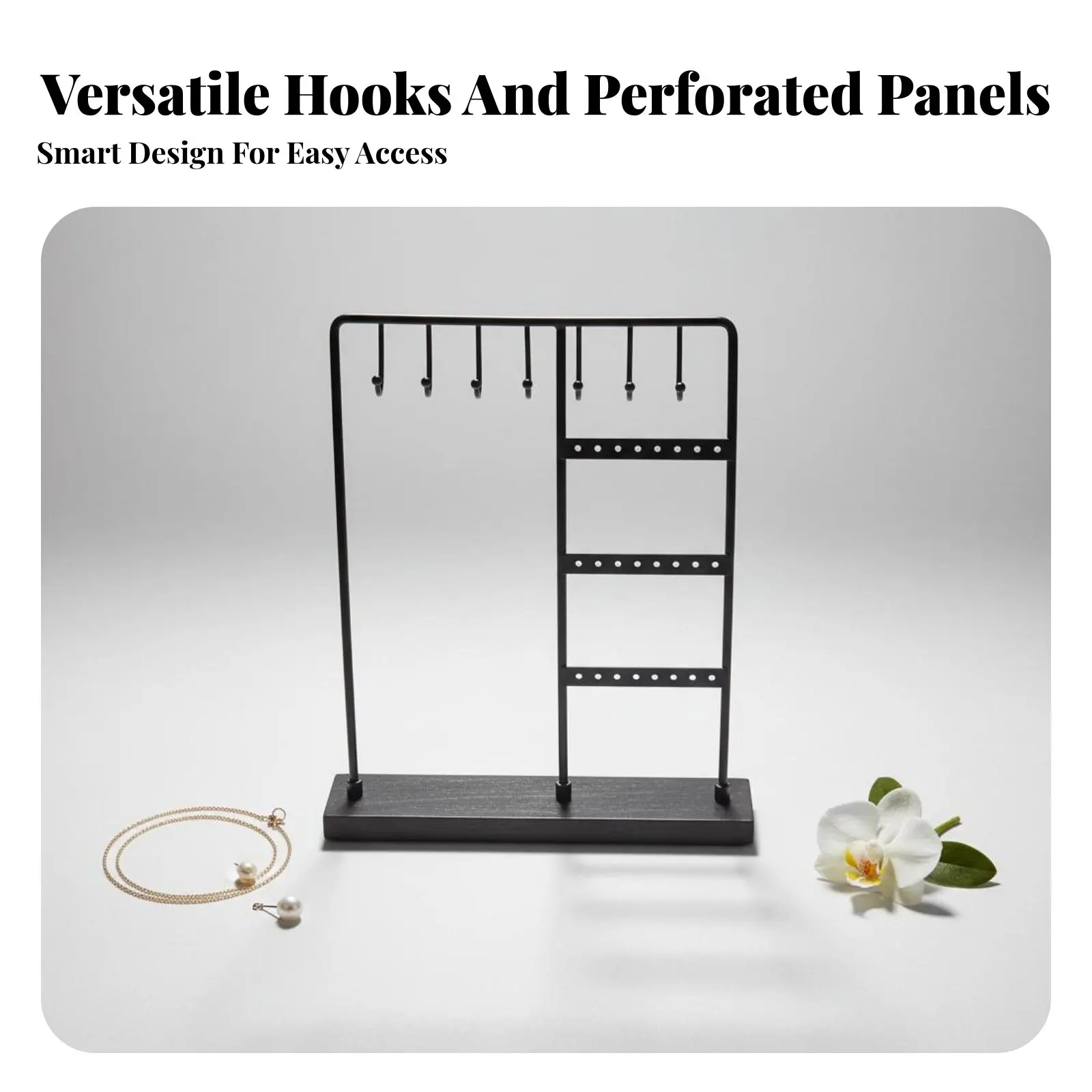 

Многофункциональная подставка для украшений с мраморным основанием: держатель для серег и ожерелий, экономит место на туалетном столике