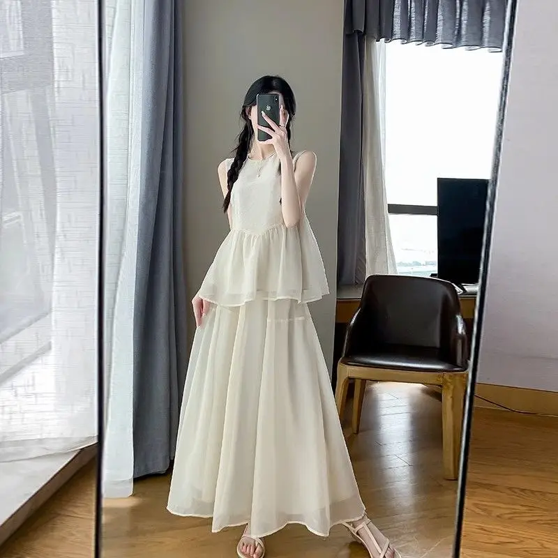 Cool Water Blue Set 2024 Summer New Aging Doll Shirt Tank Top Super Fairy Half Skirt 2-piece Set