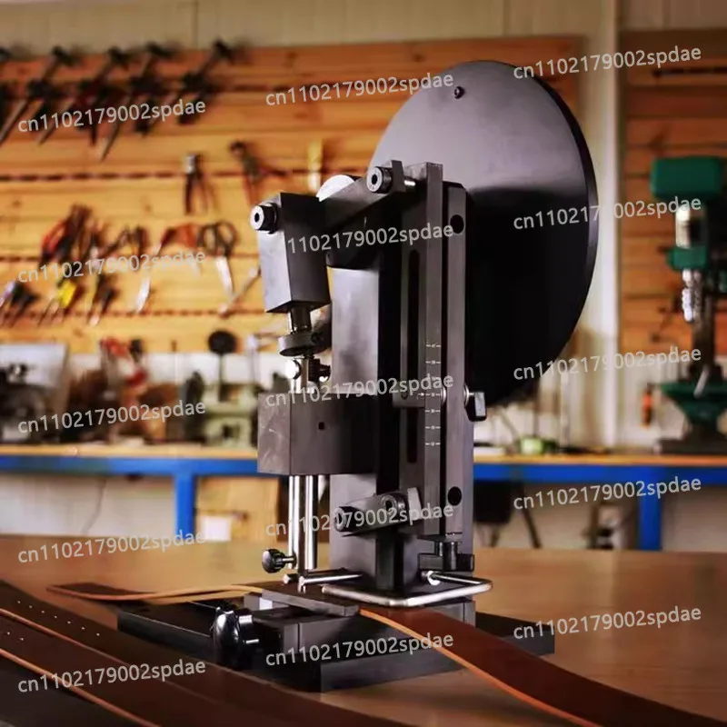 Professional Leather Belt Hole Punching Machine Hand-Cranking Absolute Centering Puncher Adjustable Spacing with 6PCS Heads