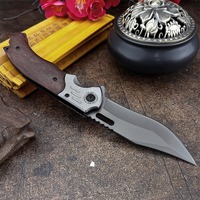 BK FA85 Tactical Folding Knife 5Cr13MoV Blade 420 Steel Inlay Color Wood Handle Outdoor Hunting Camping Self-Defense Tool