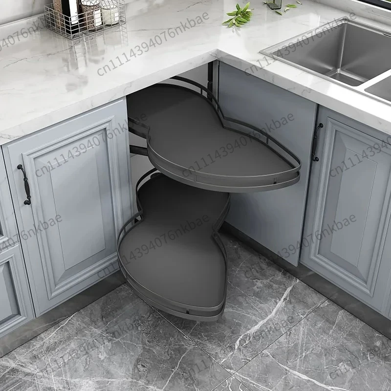 Cabinet Corner Rotating UFO Lazy Susan Basket, Multifunctional Revolving Storage Rack For Kitchen Blind Corner Organizer