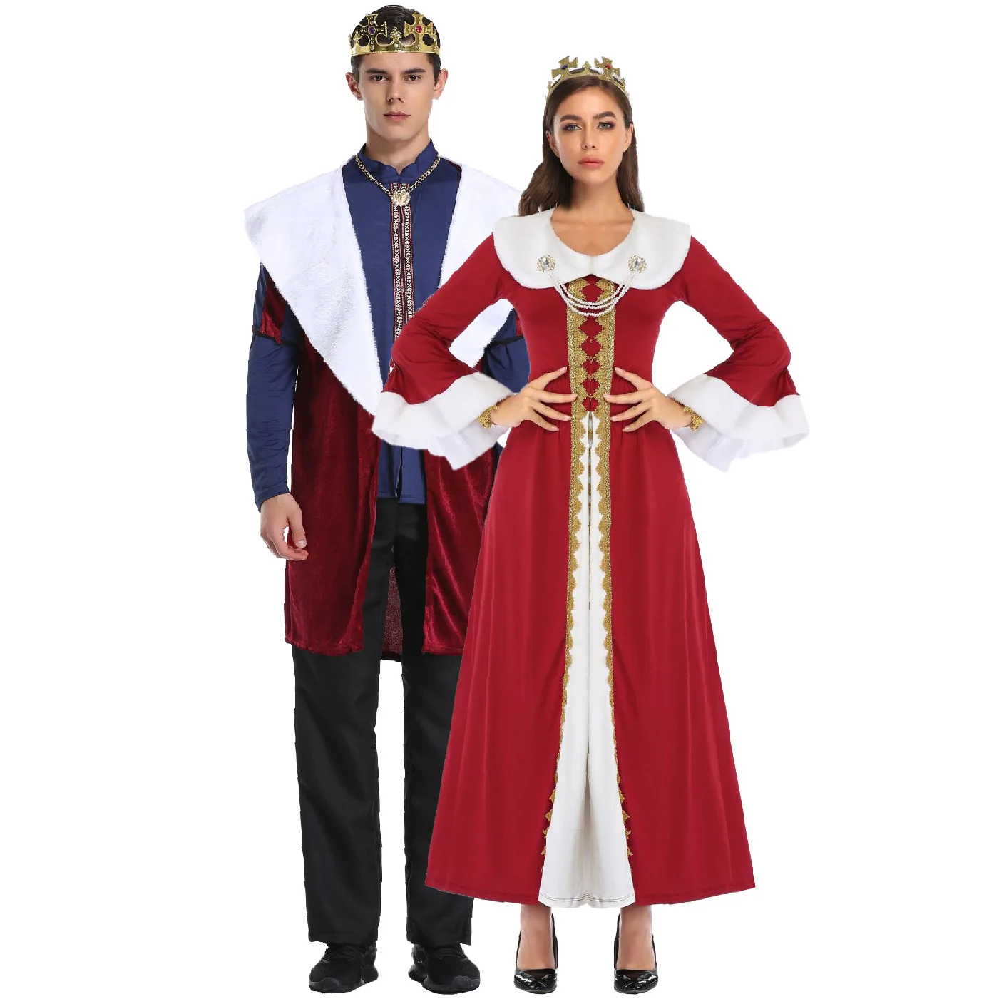 Royal Couple's Cosplay Costumes European Court Suits Halloween Christmas Clothes Masquerade King Costumes Drama Queen Party Wear