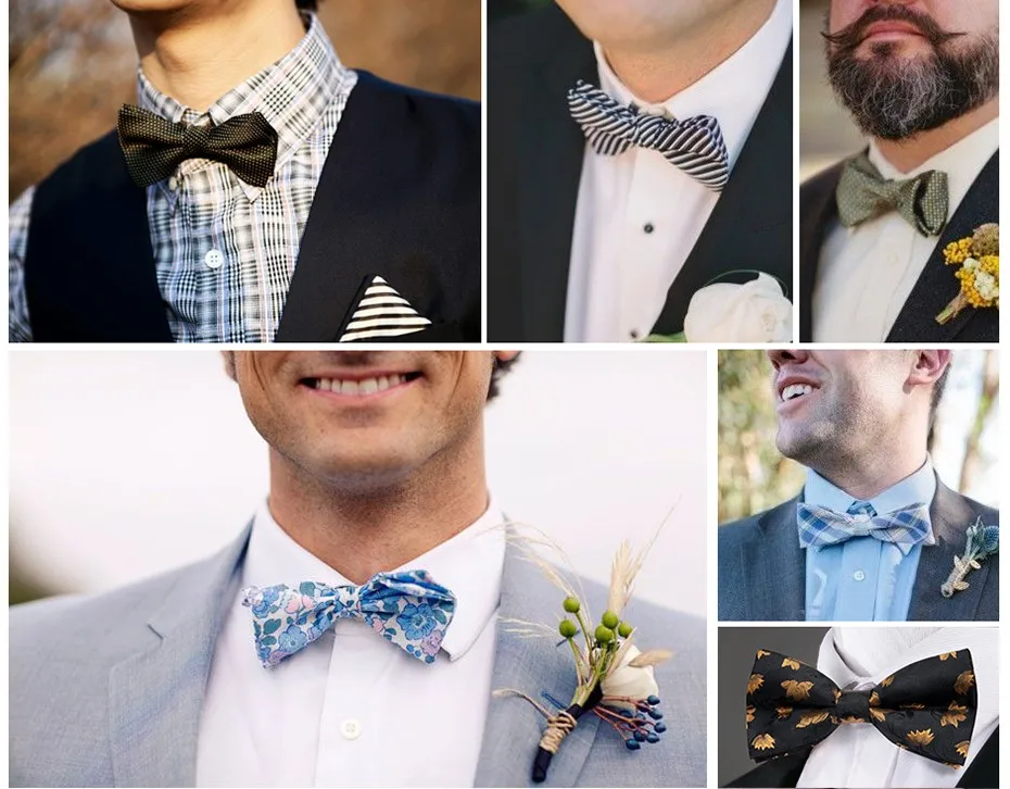 Klassische Herren Fliege Taschentuch Manschettenknöpfe Set Jacquard Fliege für Mann Hochzeit Business Schmetterling Knoten Geschenk Mann Zubehör – Detail 1