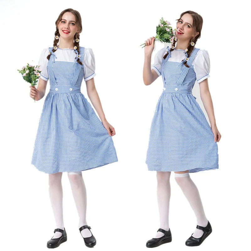 Disfraz de Dorothy del Mago de Oz para Adultos, Vestido Verde a Cuadros, para Actuaciones Escénicas, Halloween, Cerveza, Teatro