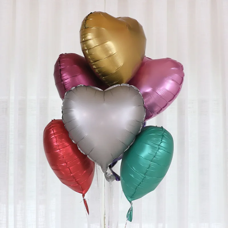 Heart Star Matte Helium Balloon, Metal and Sequins, Wedding Party Decor Supplies, Birthday Balloons, 10 PCs/Lot, 18in
