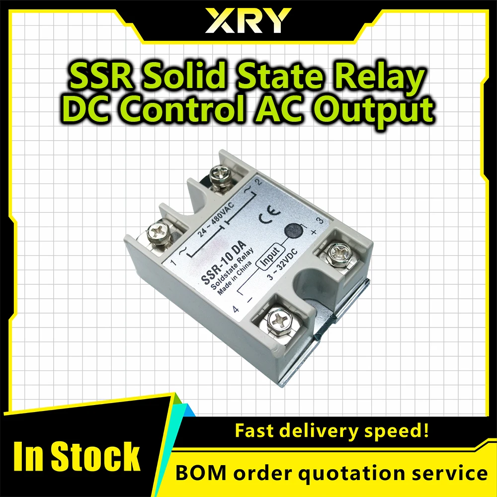 XRY Solid State Relay 10A 25A 40A single phase Module 3-32V Input DC 24-380V AC Output High Quality SSR-10DA SSR-25DA SSR-40DA