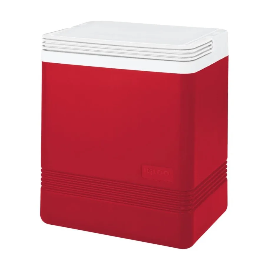 

24-can cooler coolbox for outdoor use, durable red polyethylene, keeps drinks cold for hours, 17 qt capacity