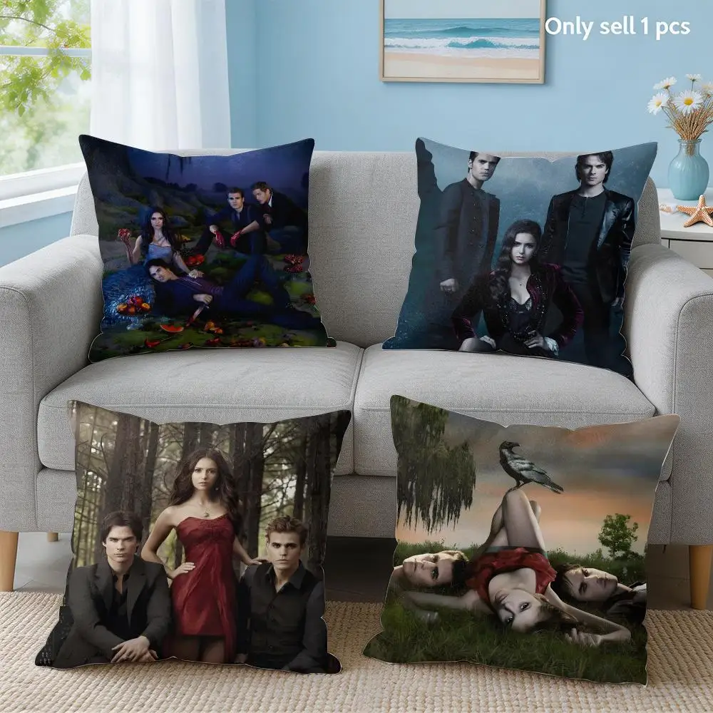 V-Vampire Diaries Tv Series Cushion Cover Soft Short Plush Throw Pillow Cover Hidden Zipper Cutecore Sofa Bedroom Home Decor