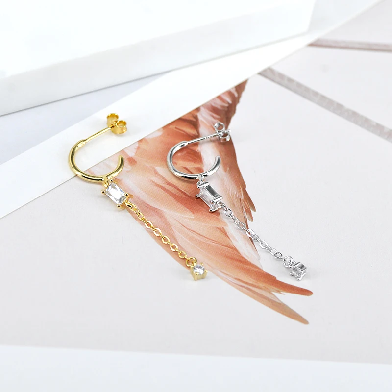 FLORATO 925 Sterling Silver Earrings Chain Tassel Pendant Earrings Zircon Silver Earrings for Women Trend Luxury Wedding Jewelry