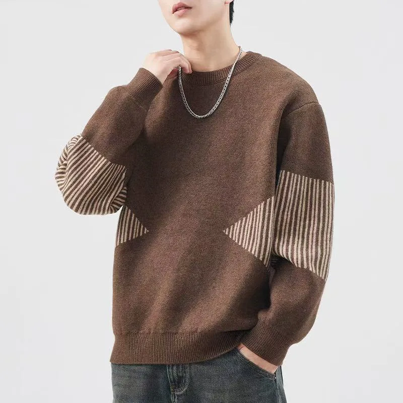

American Sle Thi Warm Soft Men's Knitted Sweater Loose round Ne Long Sve Casual Comfortable Winter Autumn Base Layer...