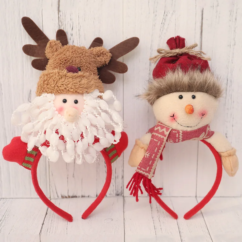 Cute Cartoon Santa Claus Snowman Doll Headband Christmas Party Decoration Performance Take Photo Props