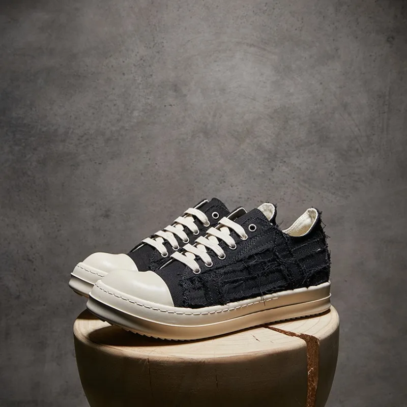 

Мужские парусиновые туфли High Street в темном стиле с низким берцем, мужские модные удобные повседневные кроссовки, женская обувь
