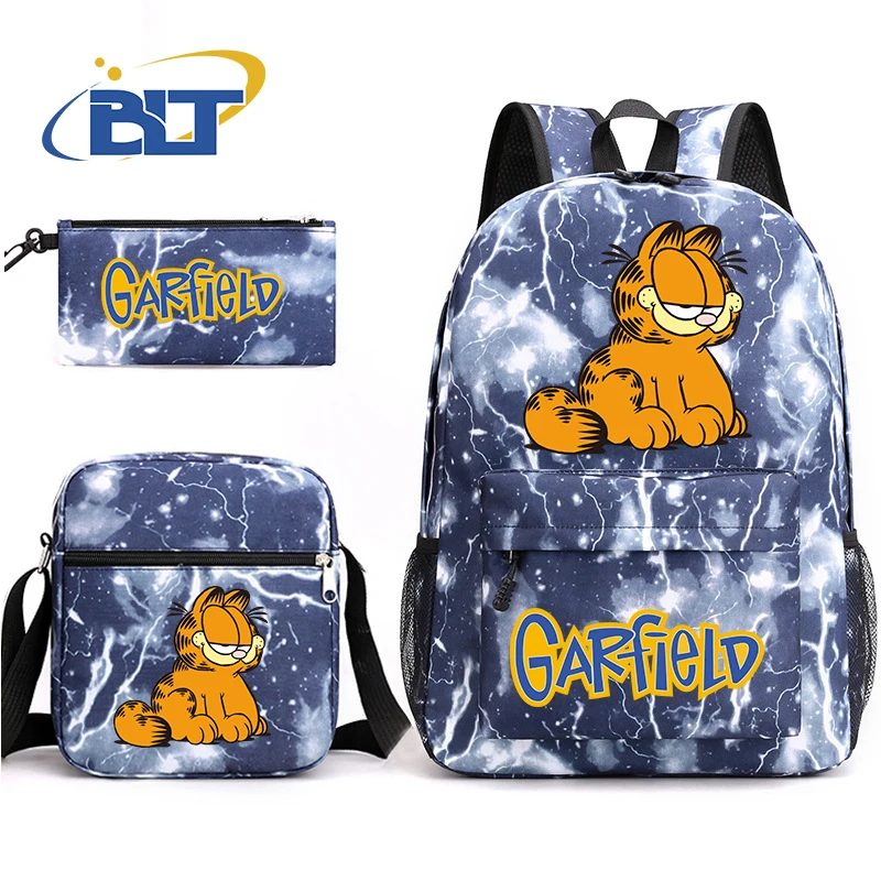 MINISO Garfield drukowany zestaw tornistrów studenckich piórnik dziecięcy plecak na ramię trzyczęściowy zestaw