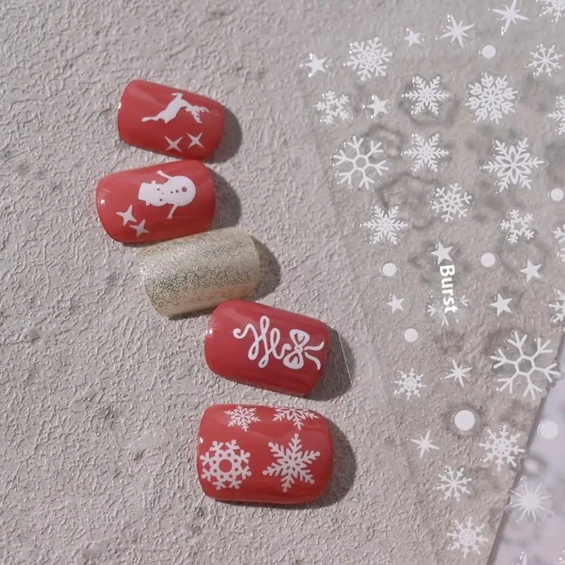 INS invierno copo de nieve Navidad Nail Art pegatina 3D relieve adhesivo decoración de uñas pegatina encanto de uñas calcomanías de manicura