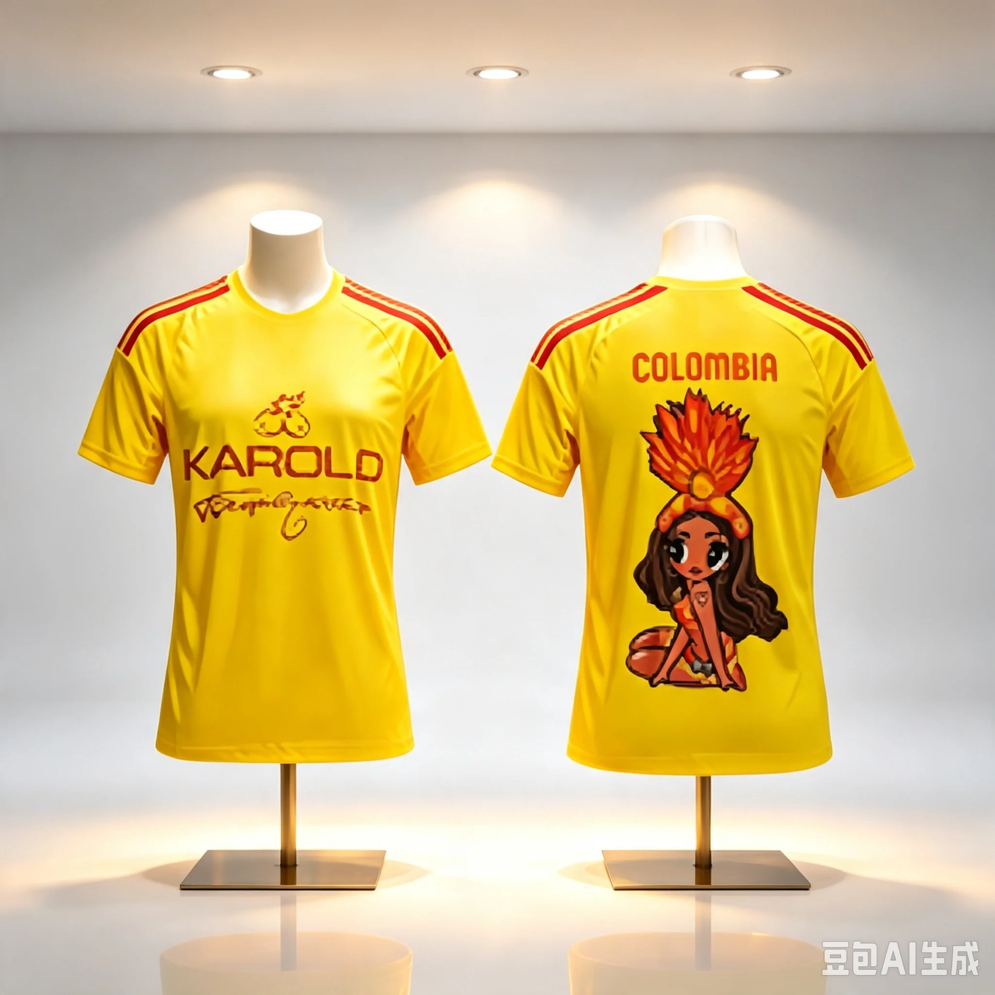 New 3D Karol G Colombia Graffiti Soccer Jersey Tropic Gusto Cartoon Print Short Sleeve Breathable Football Family Matching Tops