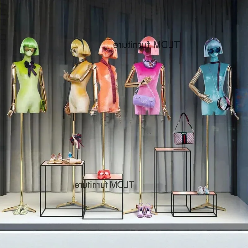 for Women's Clothing Store Mannequin High-end Mannequin Colorful Half-length Cloth Cover Female Window Clothing Display Rack