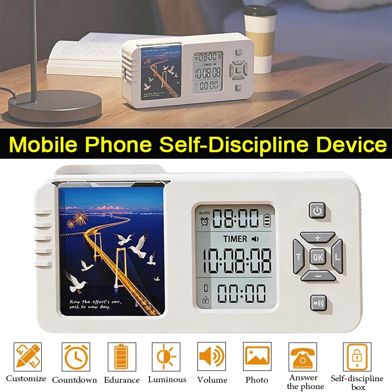 Mobile Phone Self-Discipline Device with Screen Multi-functional Timing Electronic Discipline Storage Box Student Phone Manager