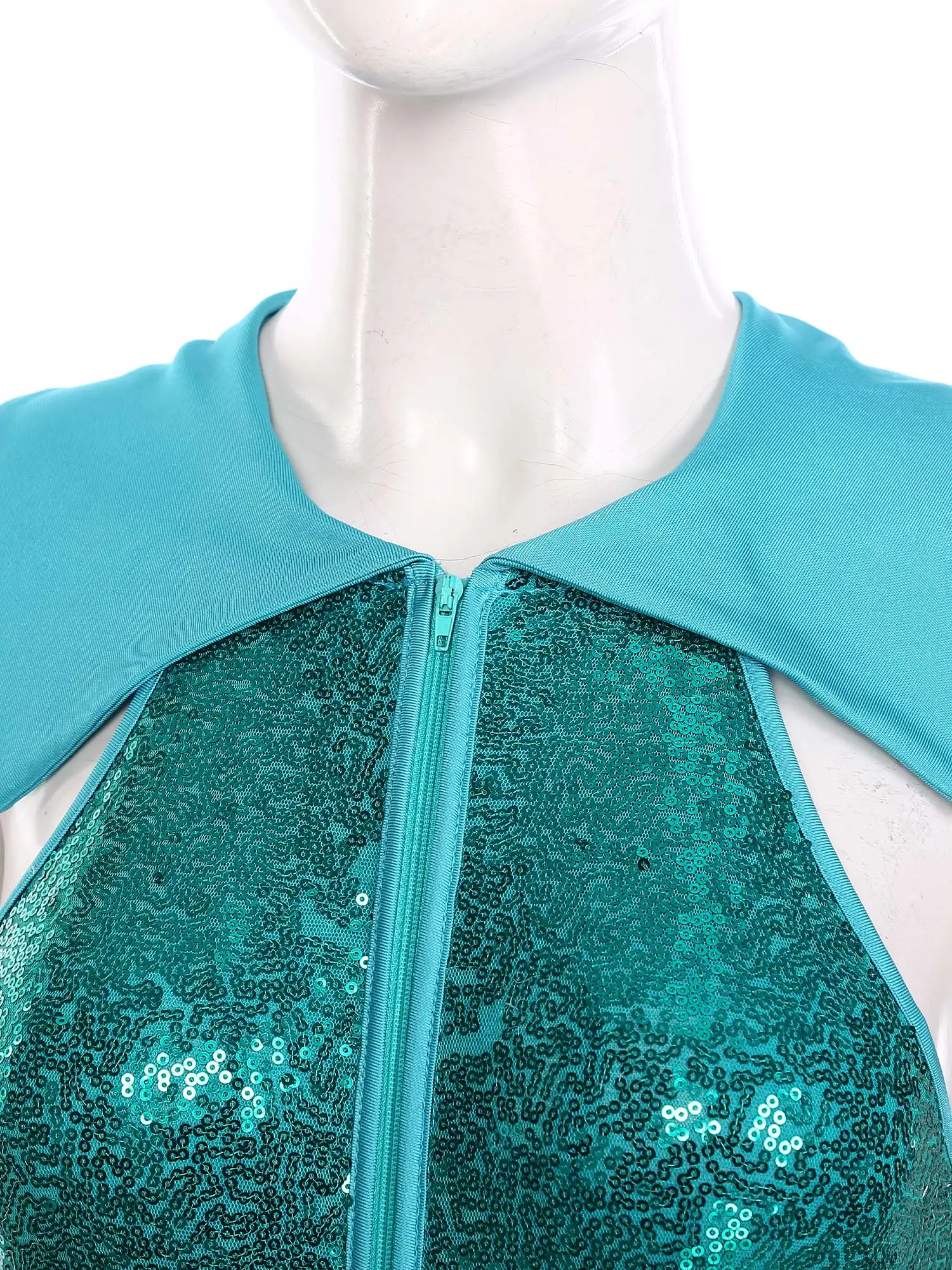 Combinaison de danse à paillettes brillantes pour femmes, sans manches, fermeture éclair, strass, joint torique, bas de cloche à plusieurs niveaux sur le devant, pour fête à thème Disco