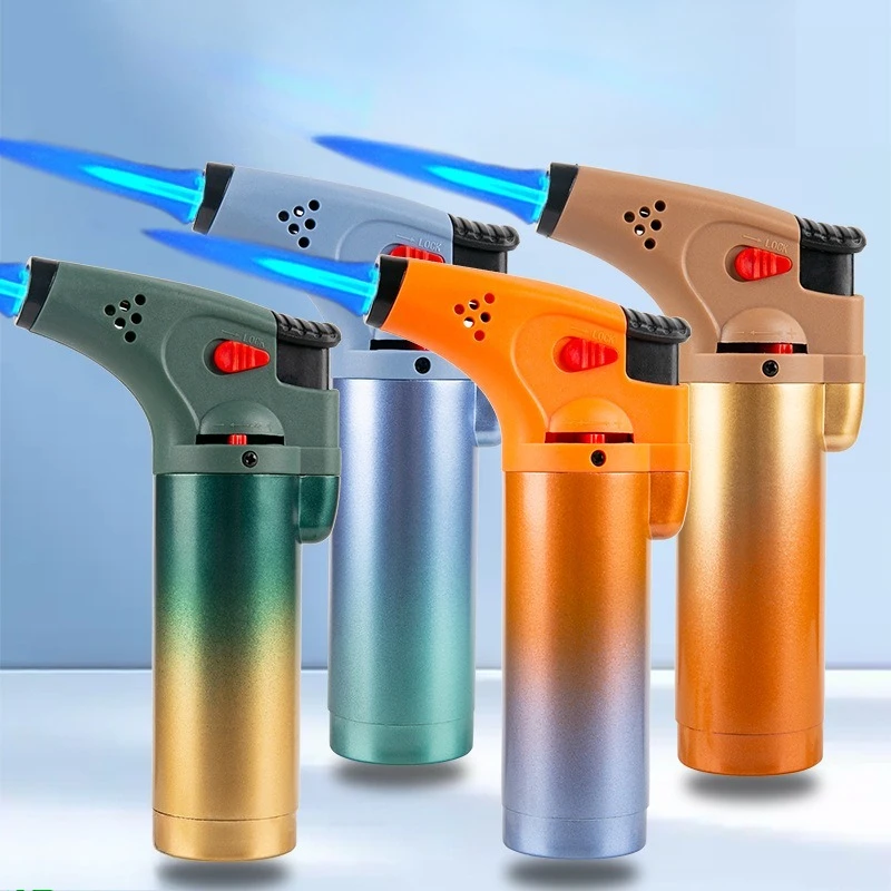 New Powerful Straight Jet Butane Torch Lighter,Refillable Adjustable Flame,Strong Turbo Spray Design,EDC Tool Cigar Lighting