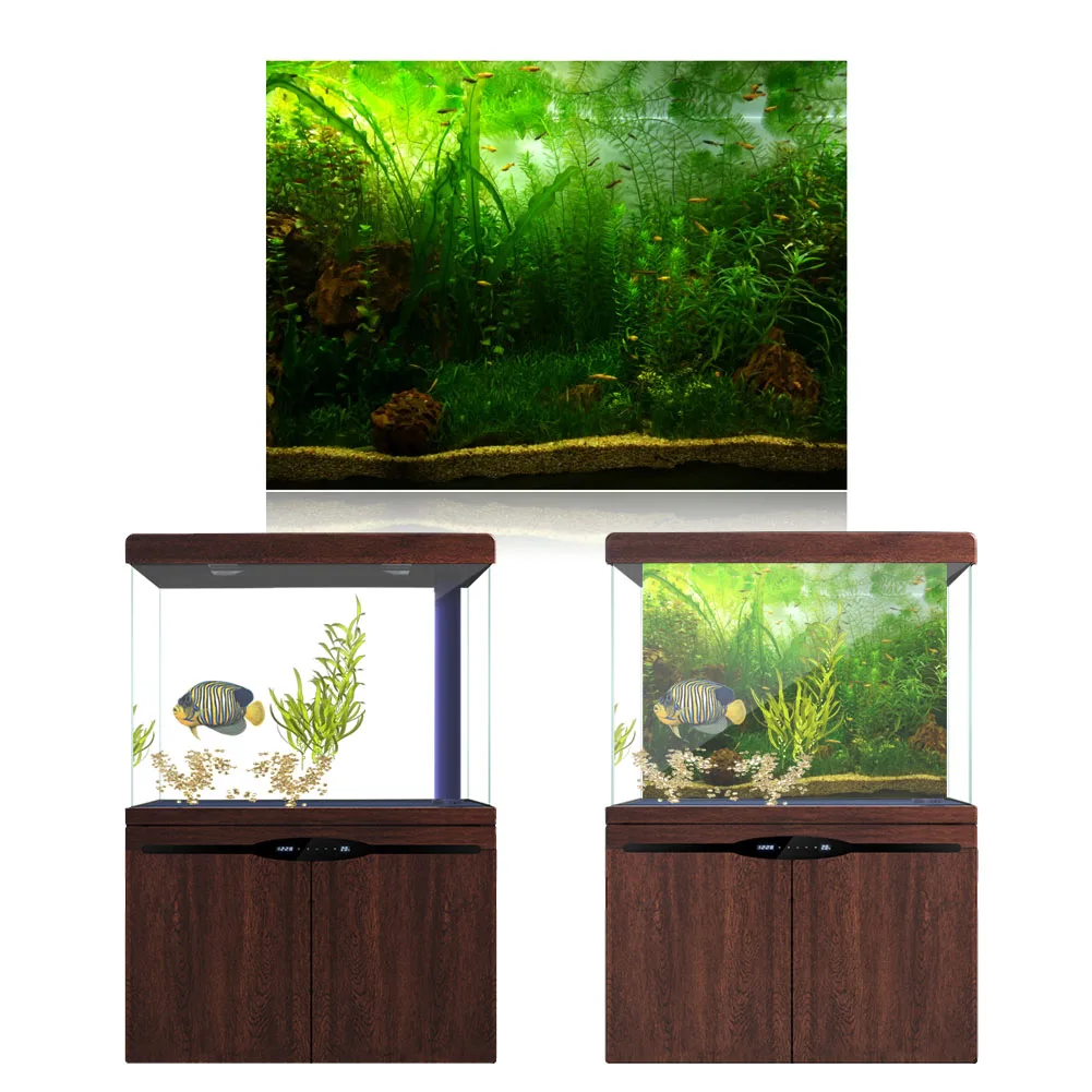 Water Grass Style Aquarium Fish Tank Background Poster PVC Adhesive Decor Sticker