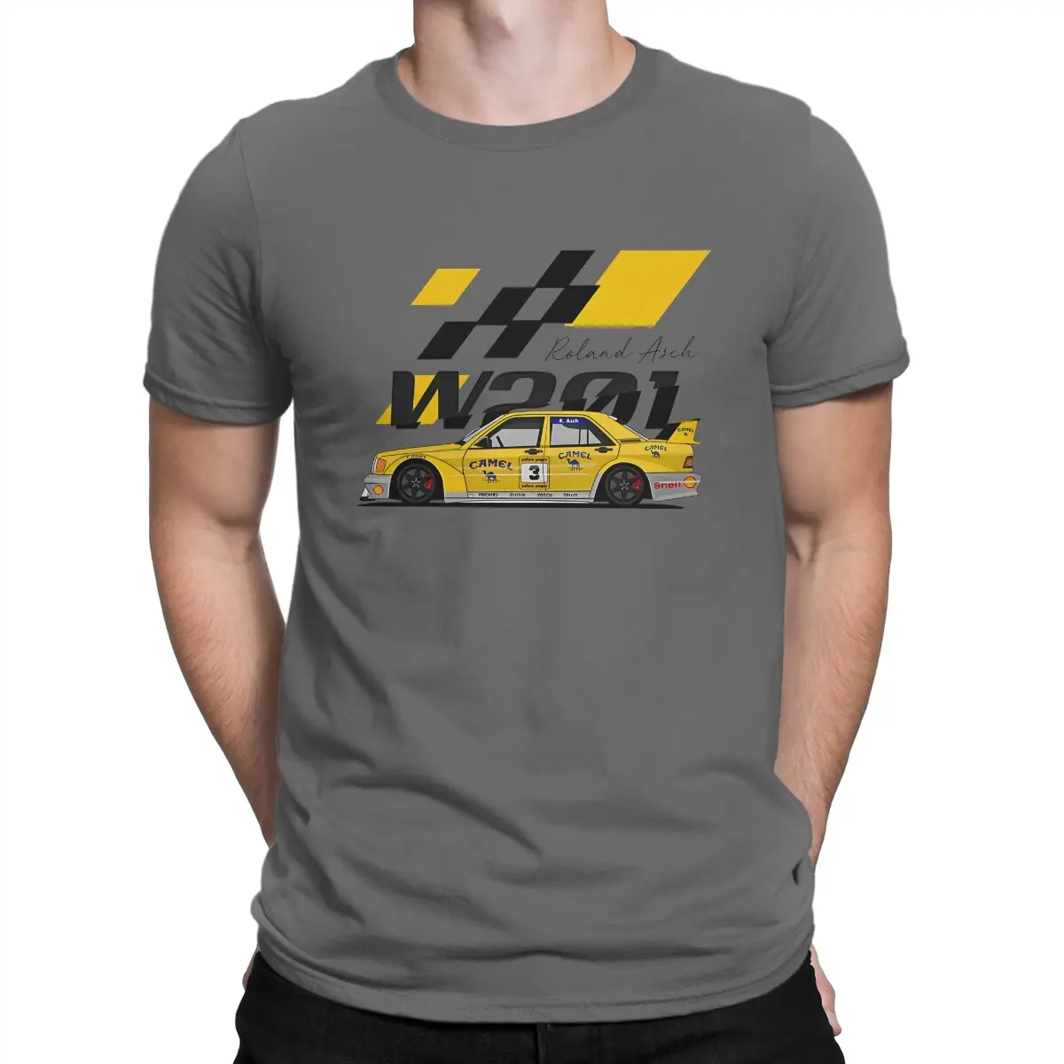 W201 ROLAND ASCH DTM CAR Men T Shirts DTM Crazy Tee Shirt Short Sleeve Crewneck T-Shirts 100% Cotton 4XL 5XL Clothes