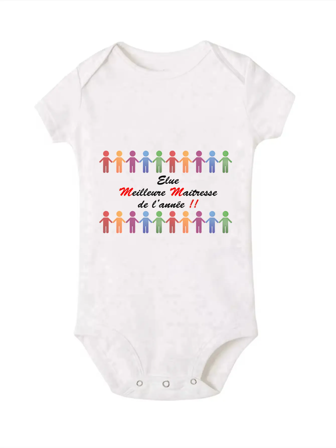 

Baby Short Sleeve Bodysuit Elue Meilleure Maitresse De L'année French Print Newborn Onesie Infant Jumpsuit Gift for Teacher