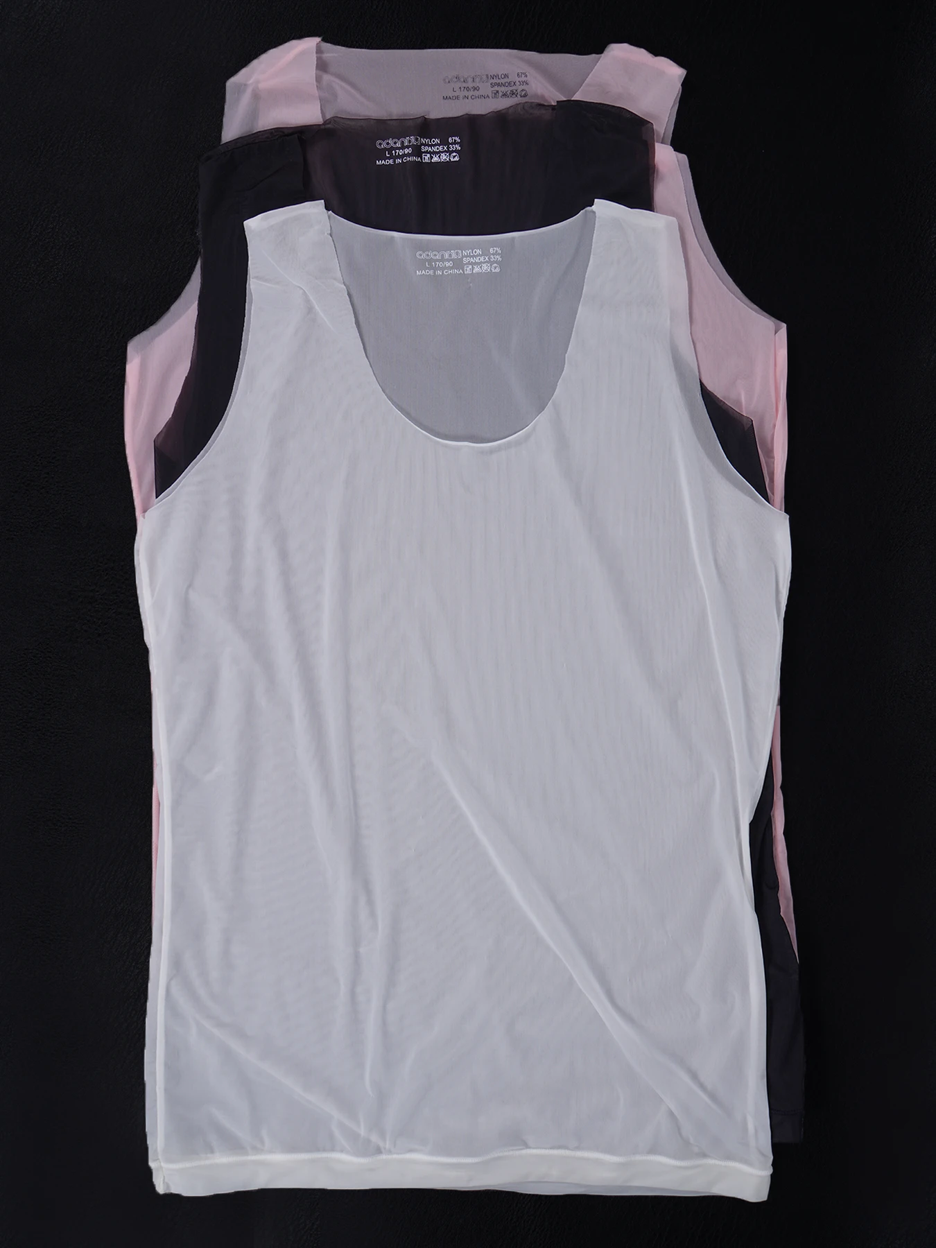 

Мужская майка ADANNU из прозрачного нейлона, 3 шт., ультратонкая, бесшовная, дышащая, летняя, прозрачная, для ношения под одеждой