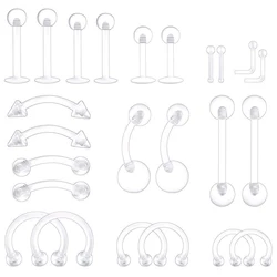 2/3Pcs Piercing Retainer Set Acrylic Clear Flexible Plastic 14G 16G 20G Belly Nose Tongue Lip Piercing Jewelry For Woman and Man