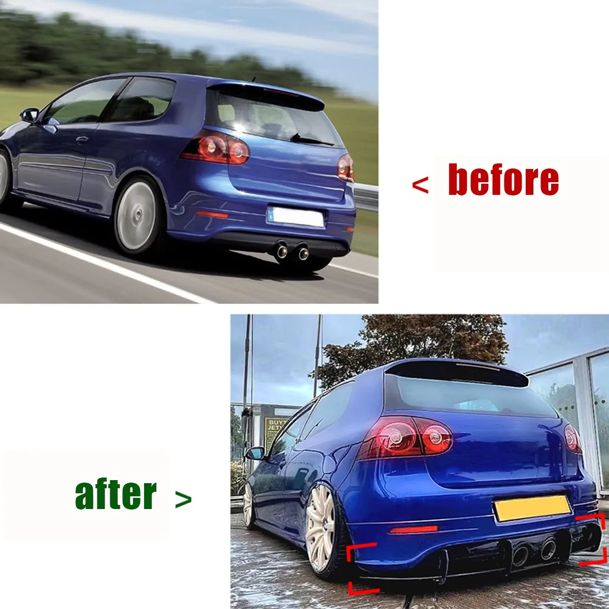 Eco-Friendly For VW Golf MK5 R32 Rear Bumper Diffuser Spoiler Rear Bumper Cover Trim Lip Protector Splitter Body Kit Accessories