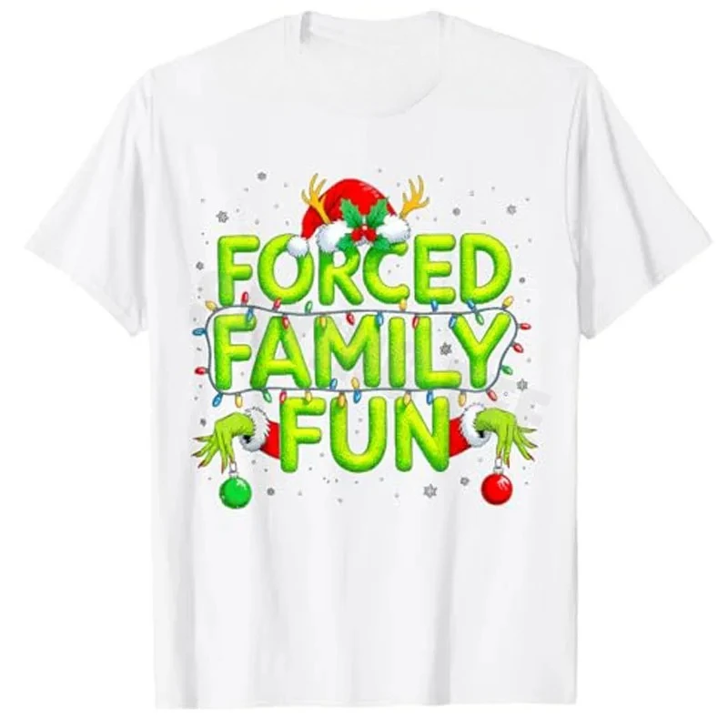 مضحك القسري الأسرة متعة عيد الميلاد عطلة قميص المرأة تي شيرت موضة عيد الميلاد زي الجدة Y2k الفكاهة قائلا ملابس منقوشة