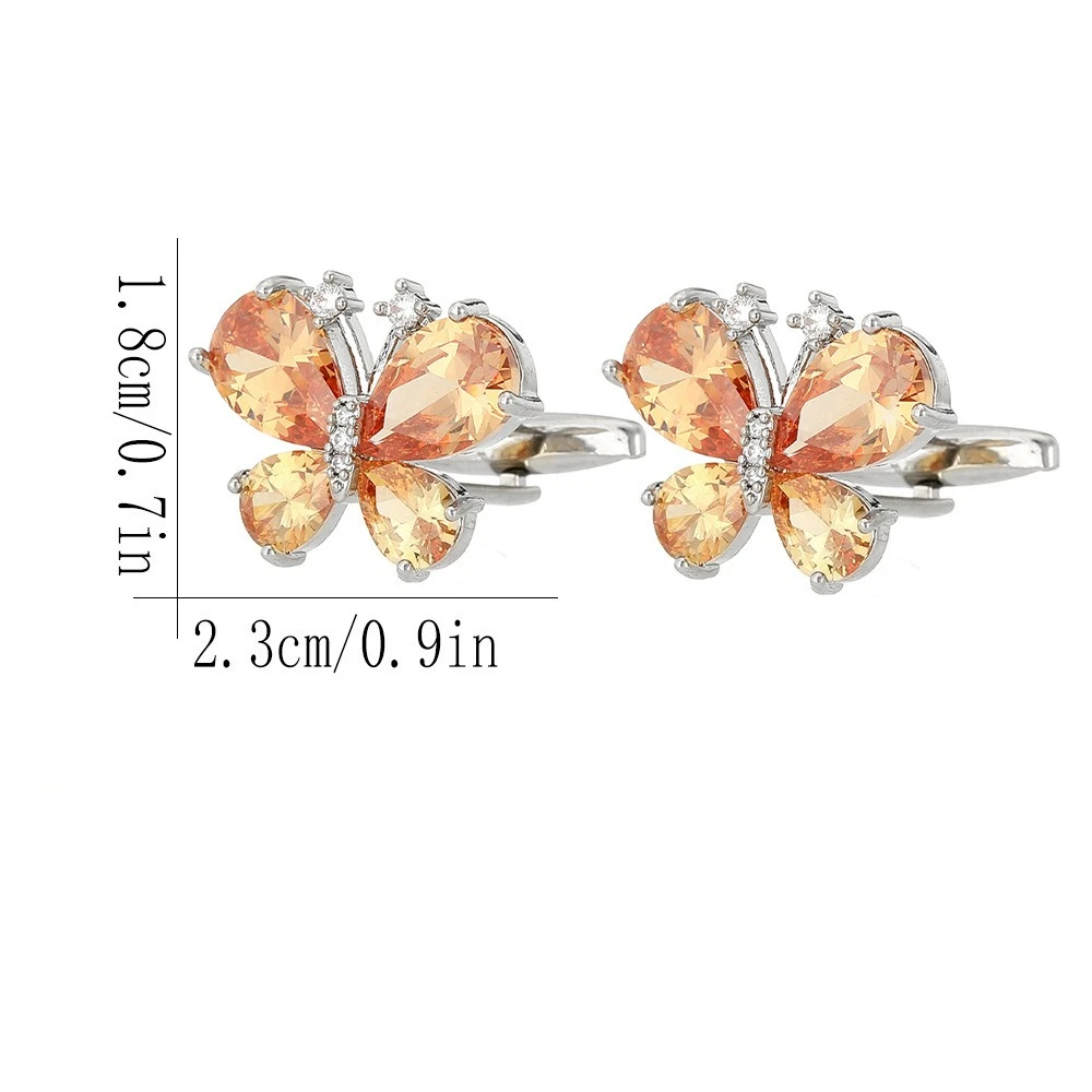 Exquisite Butterfly Gemstone Cufflinks Zircon Inlaid Men's Formal Sleeve Buckle Banquet Decoration Cufflinks for Gift Giving