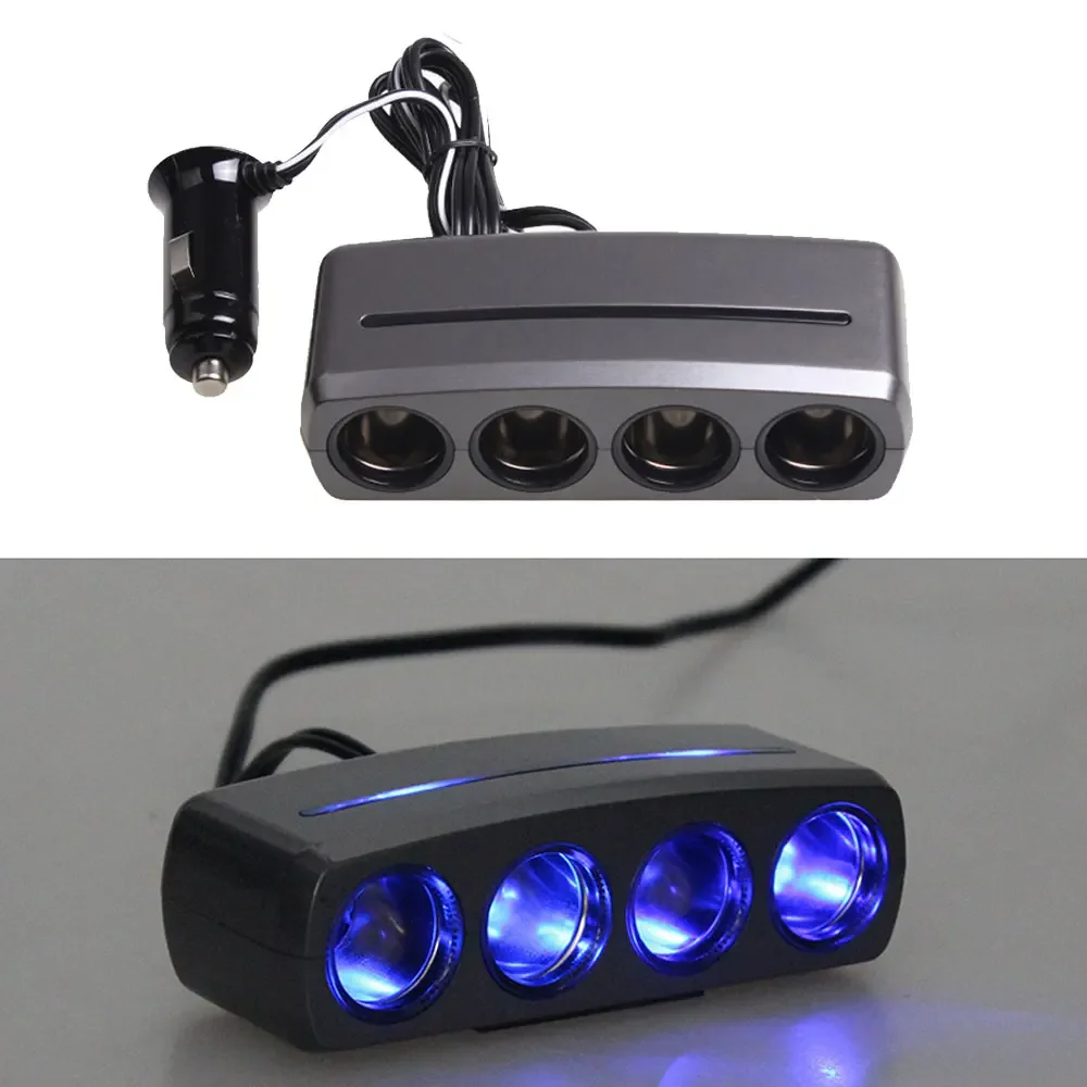 

Portable ABS 4 Way Car Cigarette Lighter Socket Splitter Outlet Power Adapter 12/24V Charger Interior Parts Car Accessories