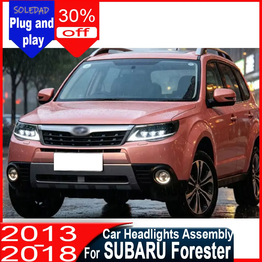 A pair Car LED Headlights for Subaru Forester 2013 2014 2015 2016 2017 2018 DRL Start up Animation Car Front Lamps Assembly