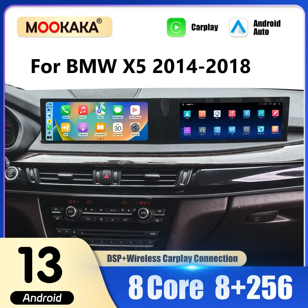 12.3'' Dual Screen For BMW X5 2014-2018 Android 13 Car Radio Video Multimedia Player Carplay DSP Stereo HD Touch Screen 4G WiFi