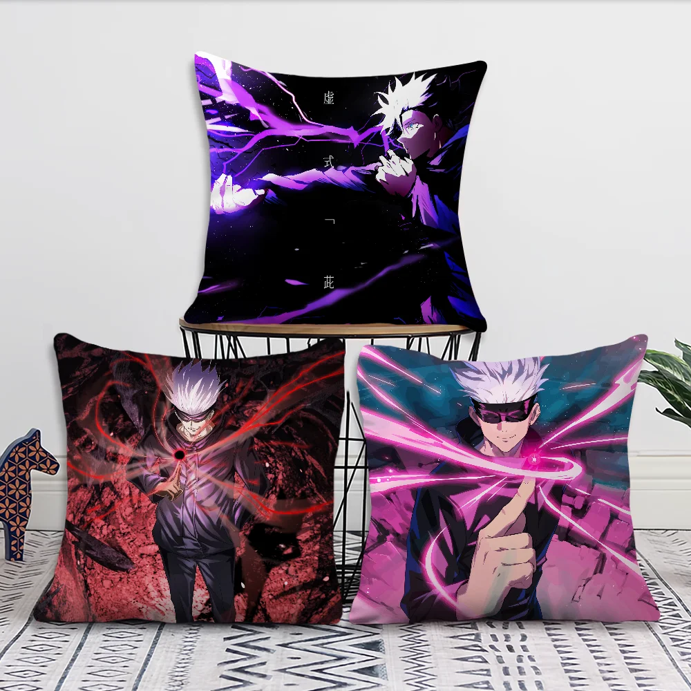 GojO S-Satoru Anime J-Jujutsu Kaisen  Pillow Case Fan Style Square Home Decor Cushion Cover Design Printed