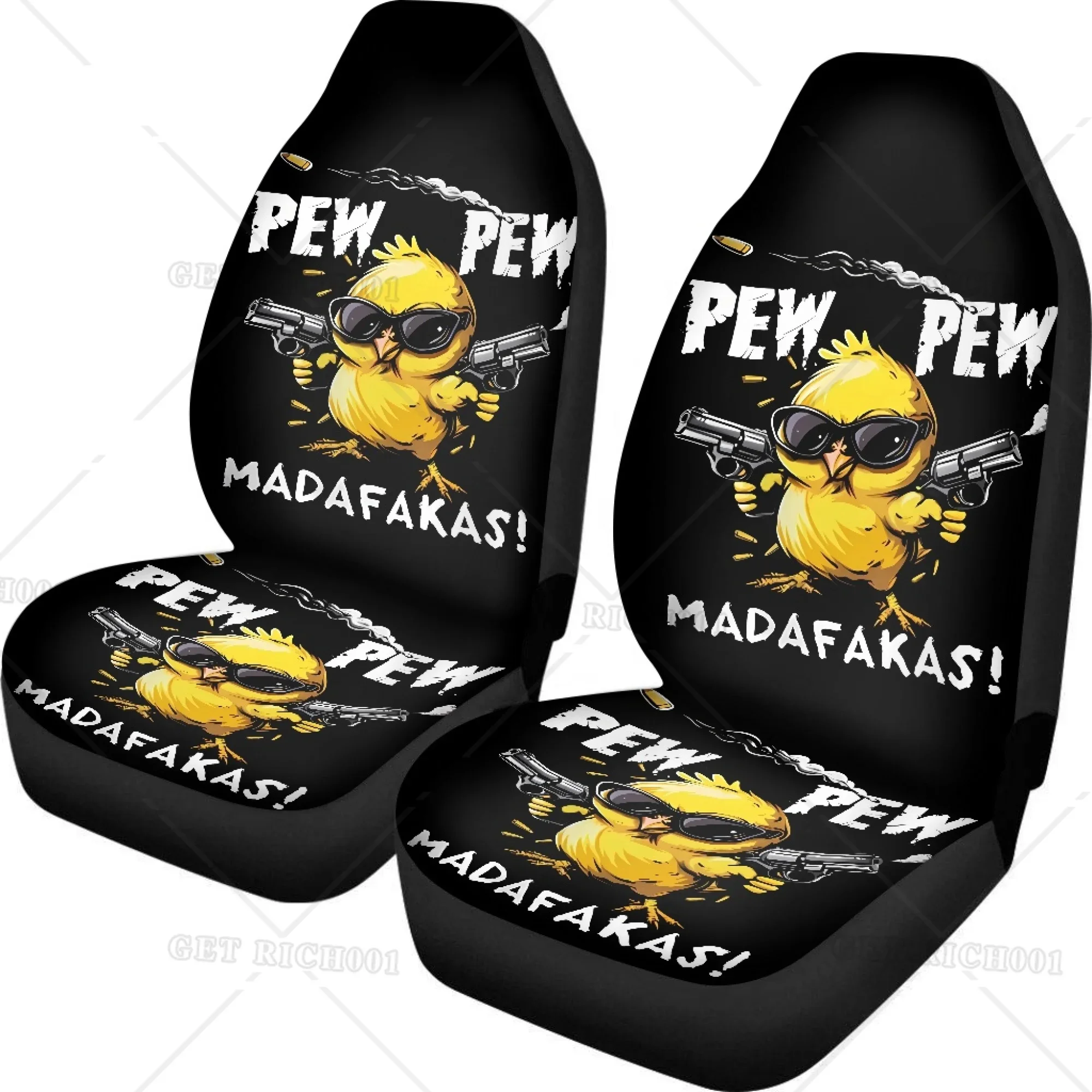 2 uds fundas asiento pollo dibujos animados Pew Pew fundas coche universales para sedán SUV y camión lavables y fáciles ins