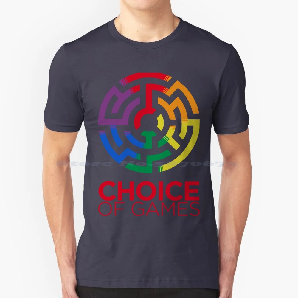 Choice Of Games Rainbow Letter Logo T Shirt 100% Cotton Tee Logo Maze Pride