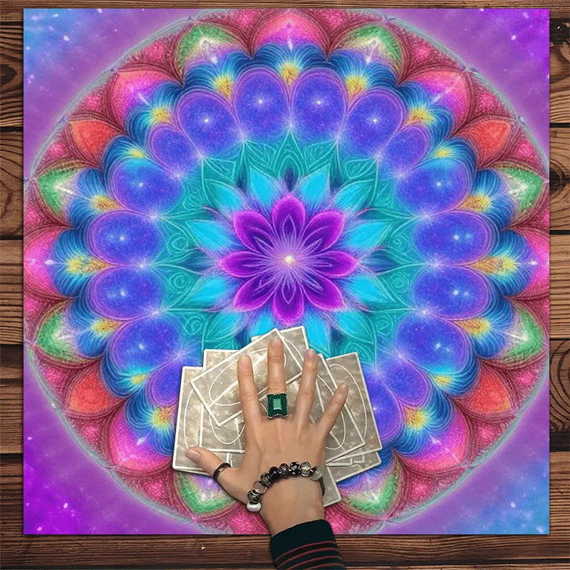 Nappe de tarot florale Mandala, motif coloré en polyester, mystérieuse, astrologie, divination spirituelle, 1 pièce