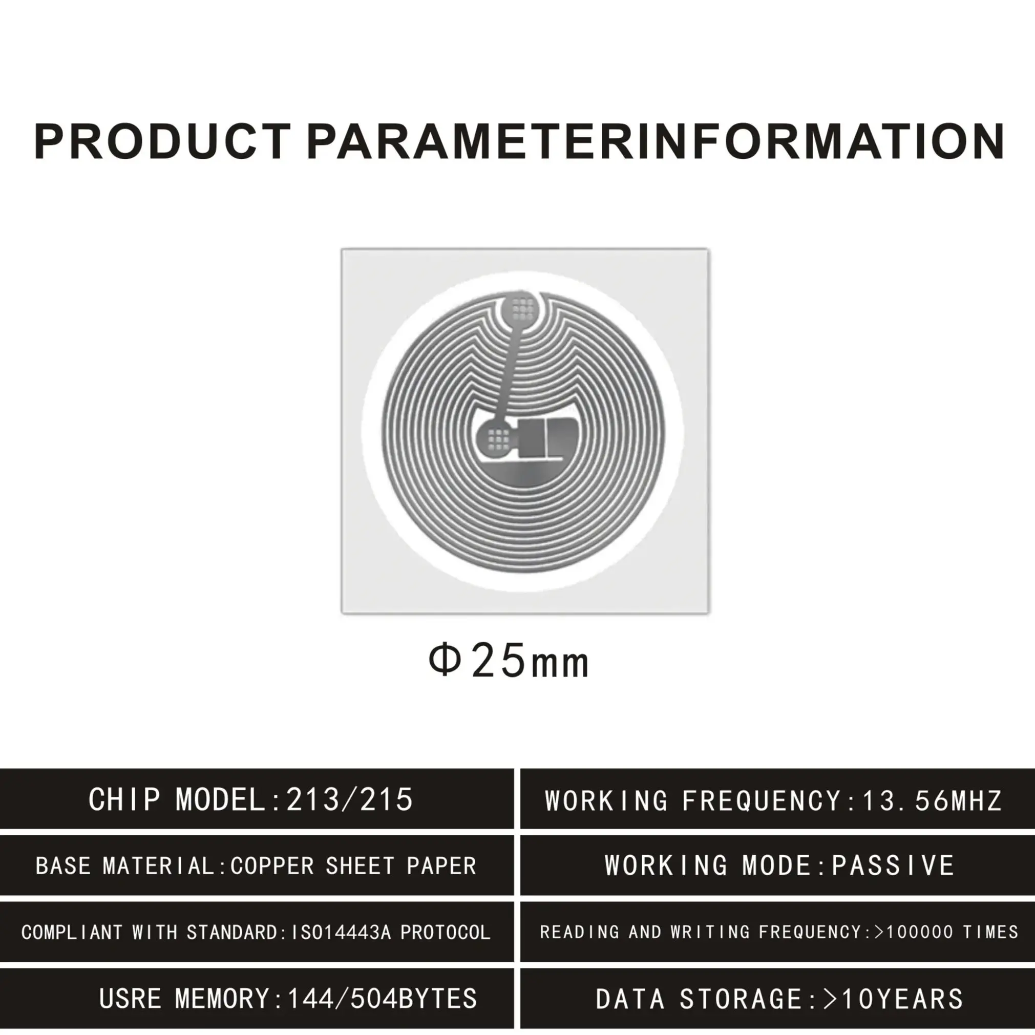 NFC Anti Metal Tag NFC215 Label RFID 215 Stickers NT/AG215 504 Bytes Tags Badges Lable  Sticker 13.56MHz For TagMo Forum Type2