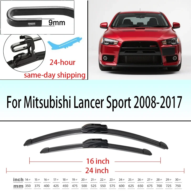 

For Mitsubishi Lancer Sport 2008-2017 Front Windshield Wiper Blades 24"+16" Windscreen Window Accessories 2009 2010 2011 2012