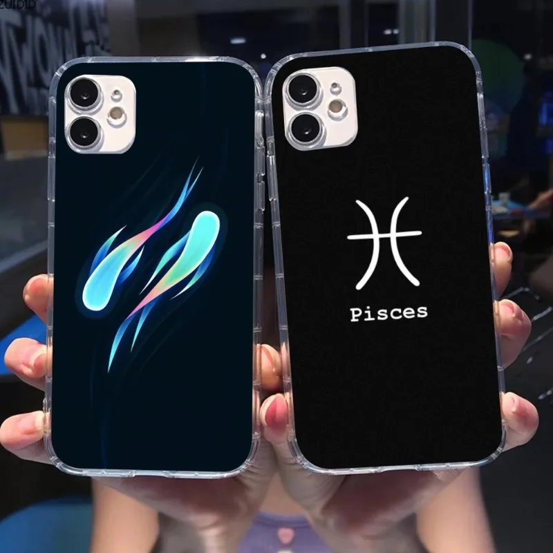 Pisces Astrology Smart Phone Case for iPhone 14 13 12 11 XS X 8 7 6 Plus Mini Pro Max SE 2022 Clear Phone Cover Funda