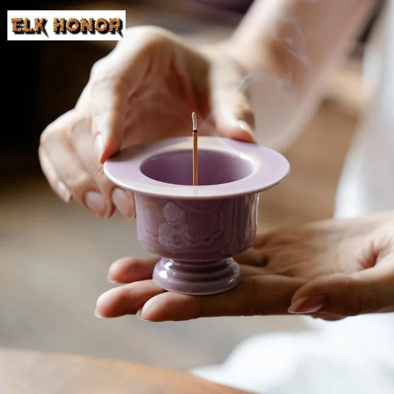 الأرجواني تنقش حامل البخور ضباب التدخين البواخر البخور المشتعلة مبخرة طقم شاي صيني اكسسوارات الحلي