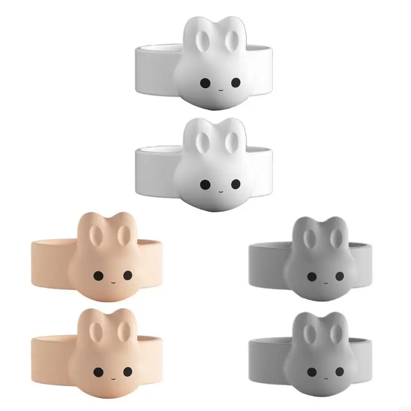 R66d 2pcs Baby Spoon Fixer Ring Cartoon Rabbit Spoon Ring Baby Produit bébé