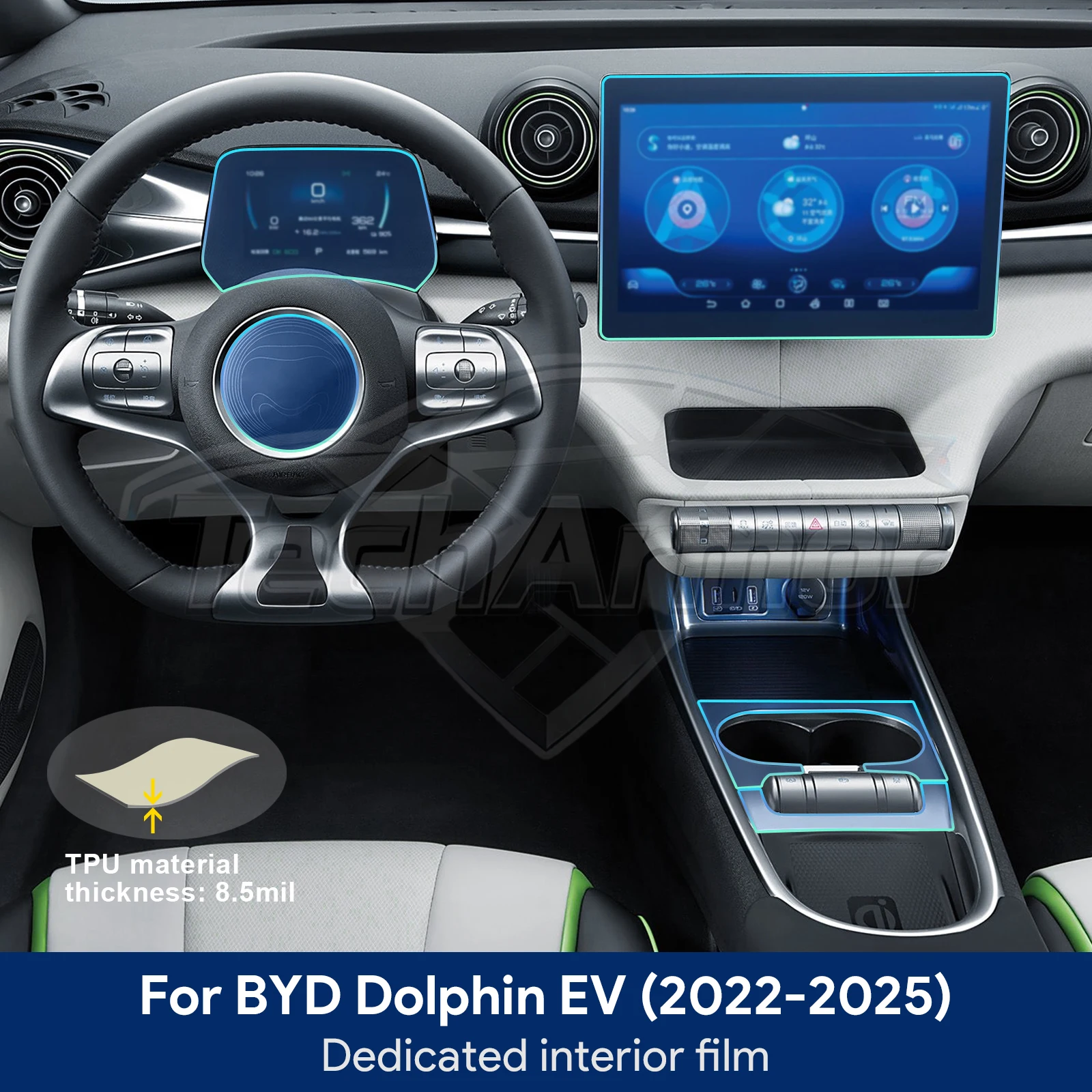 Auto Innen TPU Schutz Anti-scratch Film Für BYD Dolphin EV 22-25 Auto Schutzhülle Transparent Anti-reißen Aufkleber Zubehör