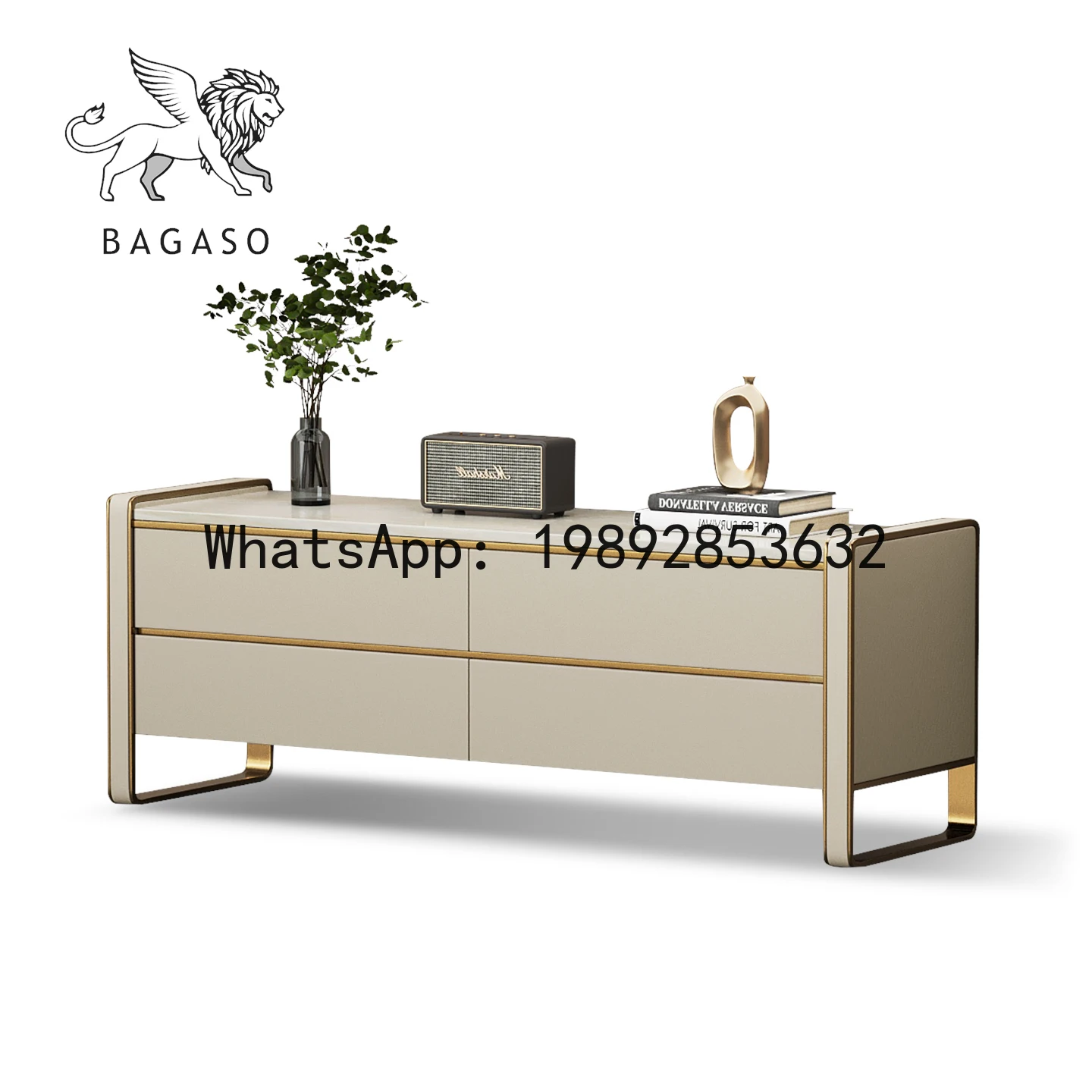 طقم خزانة تلفزيون رخامية فاخرة من XL للاستخدام المنزلي في غرفة المعيشة